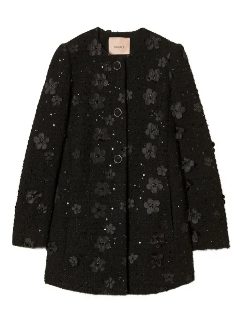 TWINSET flower-sequin embellished coat Black 252TP2400