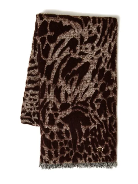 TWINSET animal-print woven scarf Brown 252TO5030