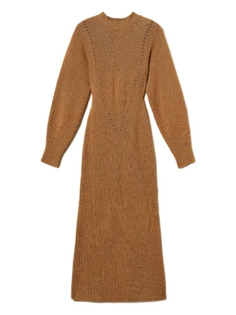 TWINSET lurex-knit ribbed dress Brown 252TT3460