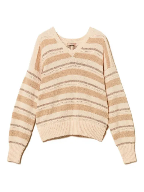 TWINSET striped V-neck sweater Neutrals 252TT3072