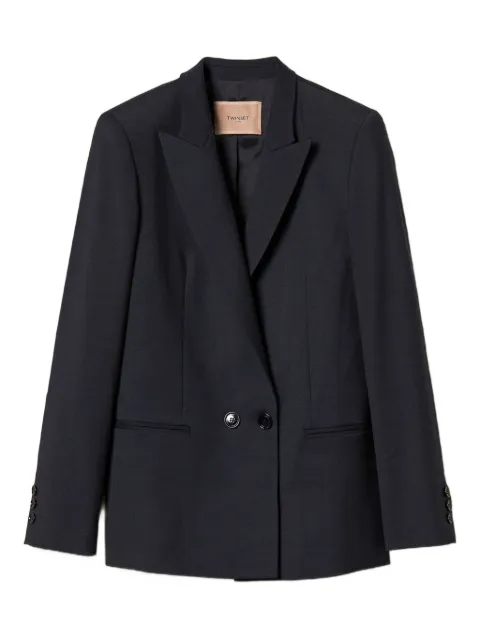 TWINSET double-breasted wool-blend blazer Blue 252TT2128
