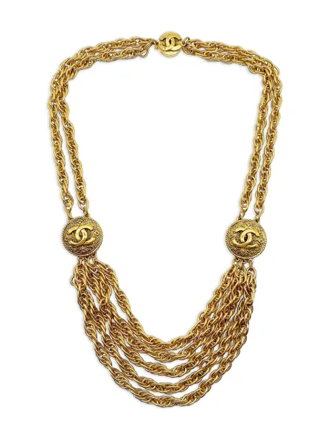 CHANEL Pre-Owned logo-detail chain necklace Gold CHANLOGONKL