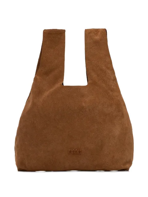 MSGM suede embossed tote bag Brown 3941MDZ65966