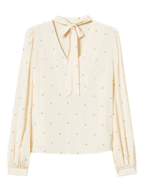 TWINSET embellished tie-neck blouse Neutrals 252TP2032