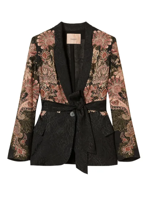 TWINSET paisley-print belted blazer Black 252TP2040