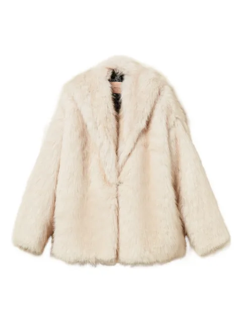 TWINSET hooded faux-fur coat Neutrals 252TF2090