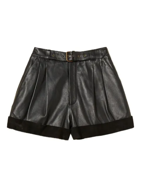 TWINSET pleated belted leather shorts Black 252TS2120