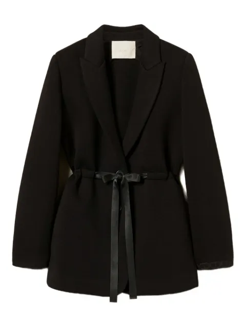 TWINSET scuba-fabric tie-waist blazer Black 252TP2190