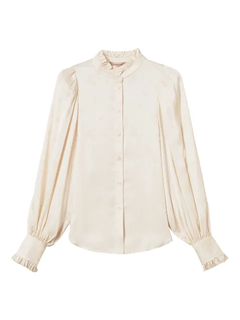 TWINSET jacquard-satin ruffled shirt Neutrals 252TT2362