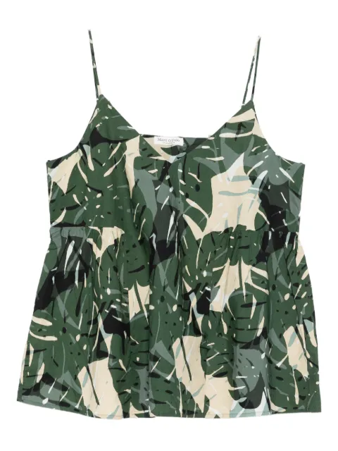 Marc O'Polo leaf-print V-neck top Green 206080340001