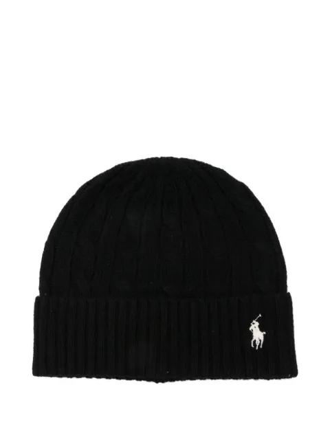 Polo Ralph Lauren cable-knit wool beanie hat Black 455981442001