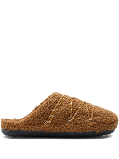 Moon Boot teddy-texture lace-up slides Brown 80D2410040M008