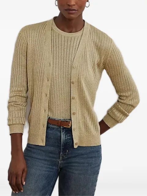 Lauren Ralph Lauren ribbed button cardigan Neutrals 200963627002