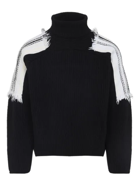 MORDECAI roll-neck frayed-sleeve sweater Black 25A96MUK11