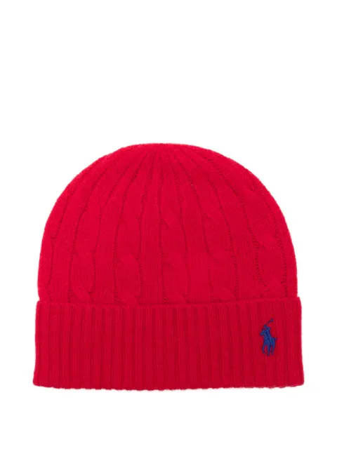 Polo Ralph Lauren cable-knit beanie hat Red 455981442009