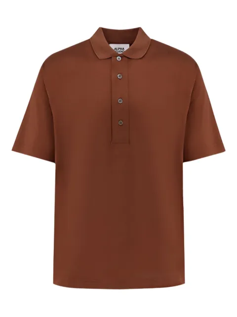 ALPHA STUDIO short-sleeve cotton polo shirt Brown AU1382B