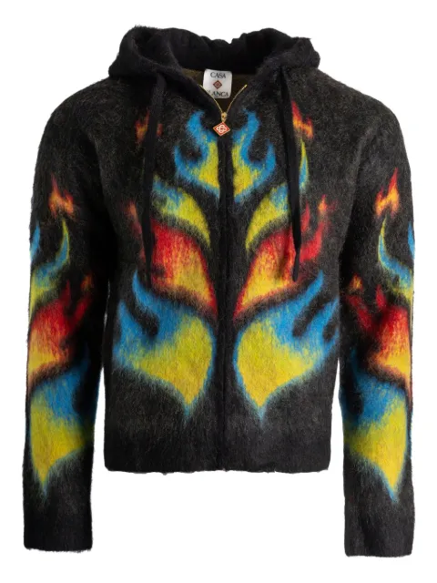 Casablanca flame-pattern hooded jacket Black MAW25KW1141