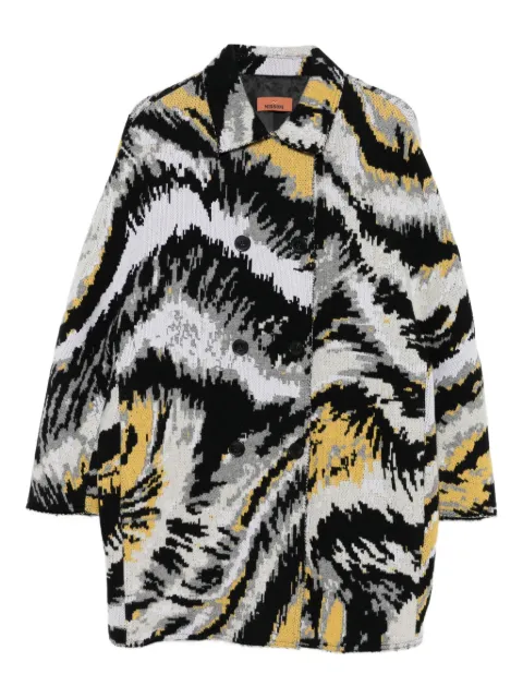 Missoni abstract-pattern double-breasted coat Black DS25WC03BT009Z