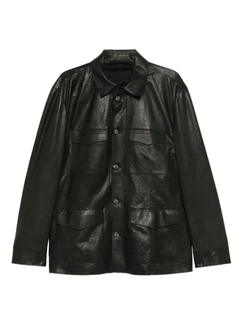 Giorgio Armani buttoned pocket leather jacket Black GM002230AF20396