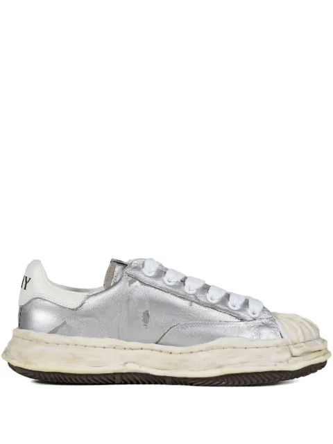 Maison MIHARA YASUHIRO Blakey distressed-leather lace-up sneakers Grey A15FW727SIL
