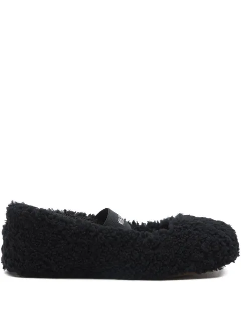 Moon Boot shearling logo-strap ballet flats Black 80D2400010