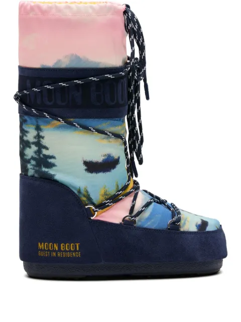 Moon Boot x Guest In Residence Icon landscape-print lace-up boots Blue 80D1403090