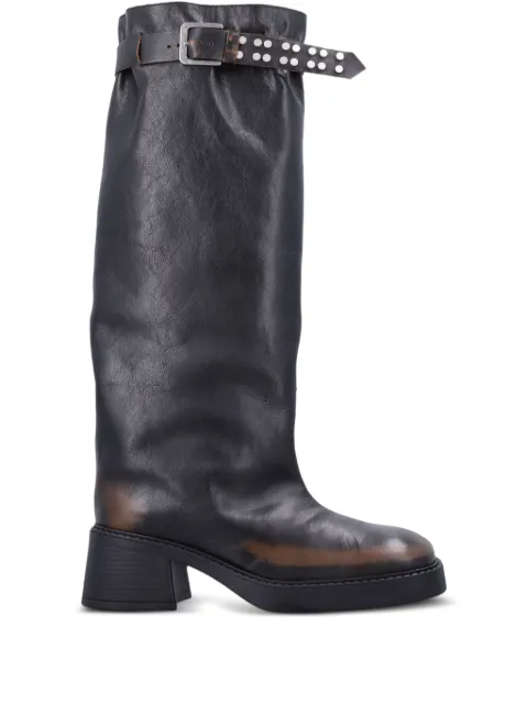 Miista buckle-fastening studded boots Brown E83995