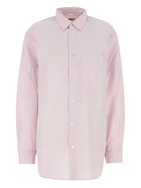 TEKLA striped poplin shirt Pink POPPYJLONSHI