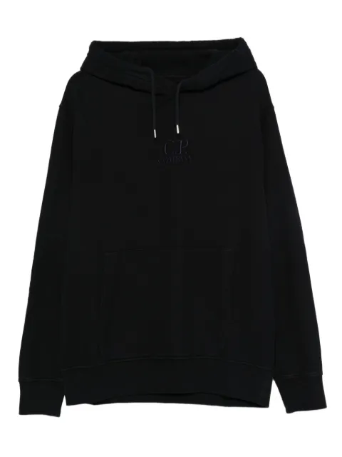 C.P. Company embroidered-logo cotton hoodie Black RFCMSS719B006372G