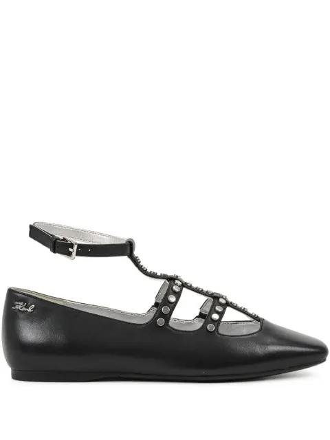Karl Lagerfeld studded caged ballet flats Black KL40189