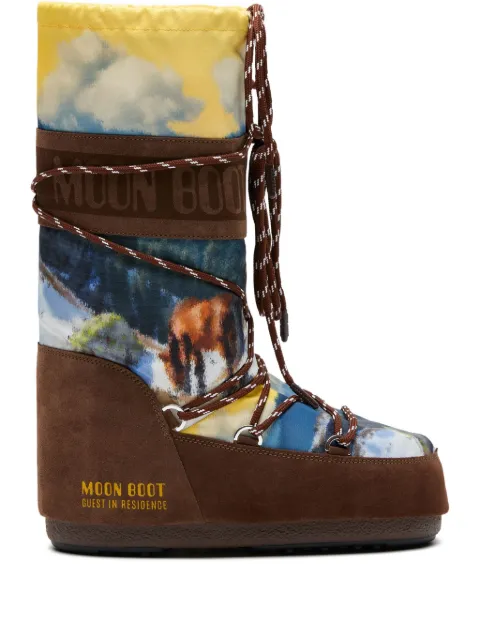 Moon Boot x Guest In Residence Icon landscape-print boots Brown 80D1403090