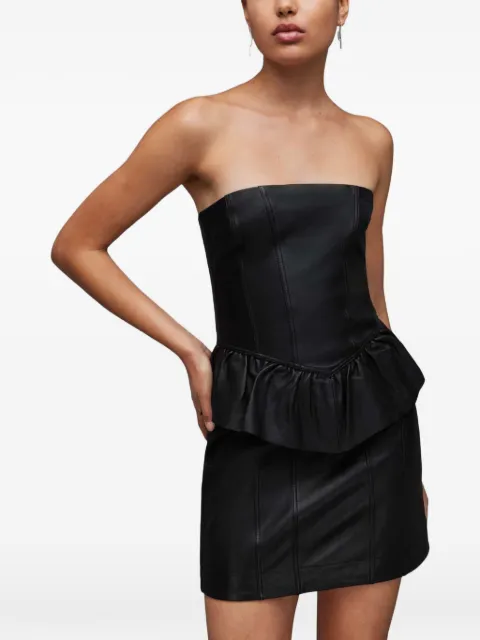 AllSaints Cassie ruffled-trim strapless mini dress Black WL068Z