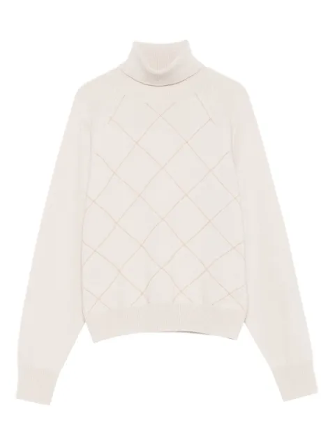 Peserico diamond-pattern turtleneck sweater Neutrals S99417F12R09283