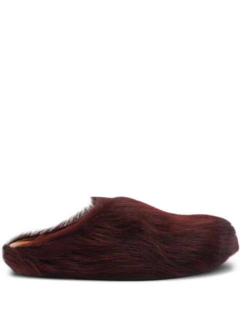 Marni burgundy long hair calfskin Fussbett sabot Red SBMS004601P412200R81