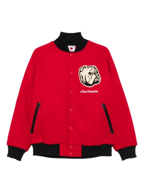 ICECREAM bulldog-embroidered bomber jacket Red IC25201