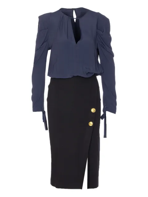 PINKO puff-sleeve button-detail midi dress Blue 105828A2U8