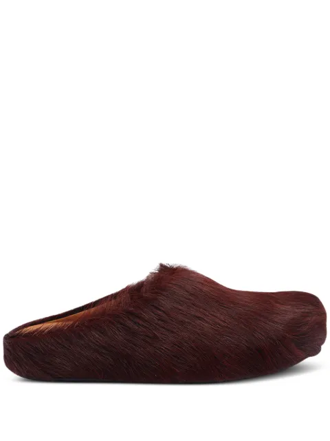 Marni long hair calfskin Fussbett sabots Red SBMR000600P4122