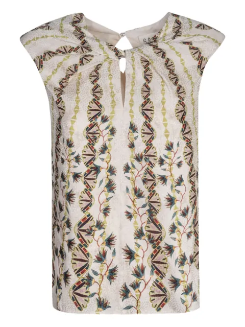 Saloni Claudia B keyhole-neckline blouse Neutrals 35422010