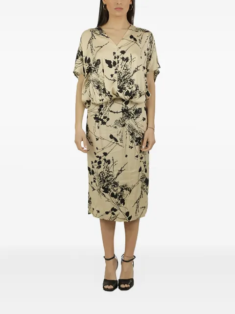 Semicouture floral-print midi dress Neutrals Y5SS04
