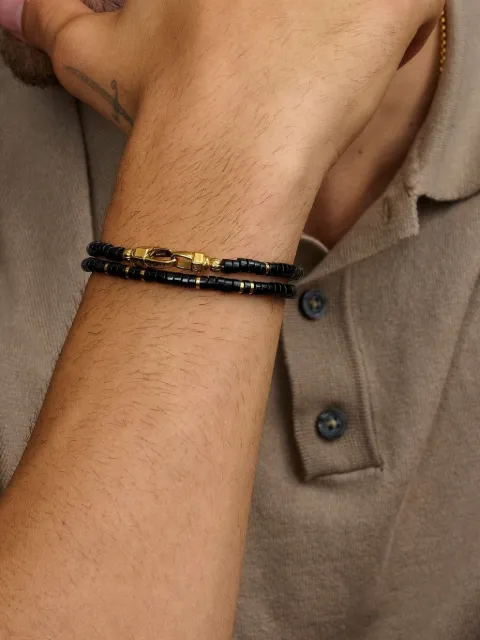 Nialaya Jewelry Onyx Heishi Wrap bracelet Black MCHCO707
