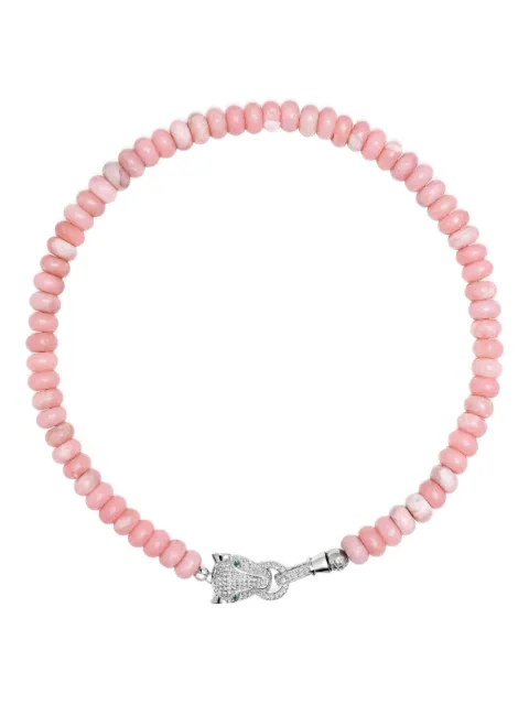 Nialaya Jewelry Panther Head opal choker necklace Pink WNECK321