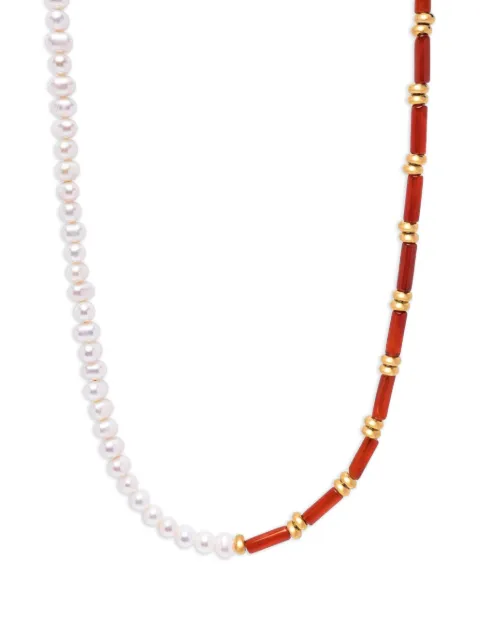 Nialaya Jewelry pearl agate choker necklace White WNECK306