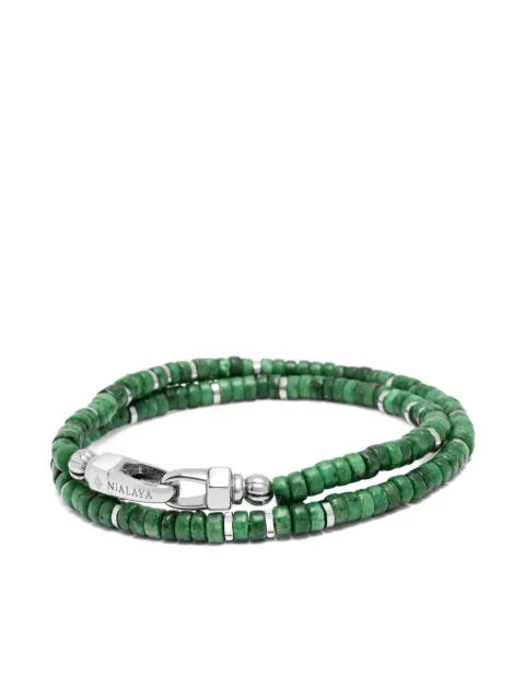 Nialaya Jewelry malachite heishi wrap bracelet Green MCHCO708