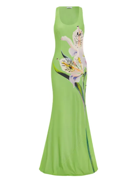 Leo Lin lily-print maxi dress Green LLPF25062