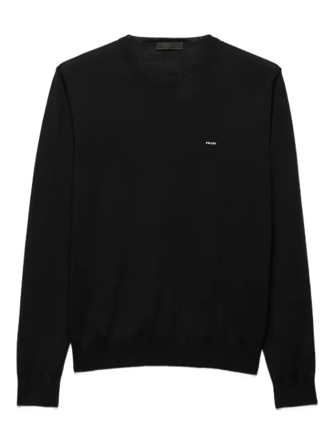 Prada embroidered long-sleeves wool sweater Black UMF146SOOO18DY