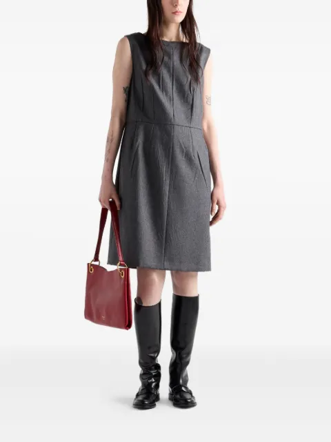 Prada boat-neck flannel midi dress Grey P3Q36LSOOO11GZ