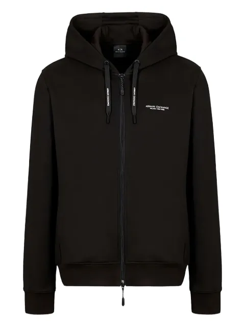 Armani Exchange hooded zip-up hoodie Black 8NZM95ZJKRZ