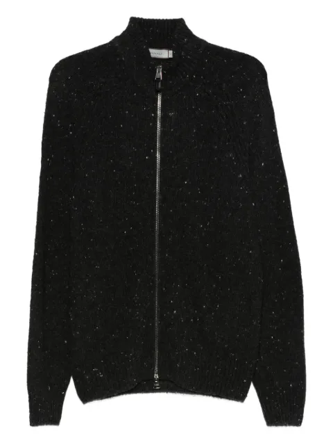 Canali speckled zip-up cardigan Black C1114MK02364