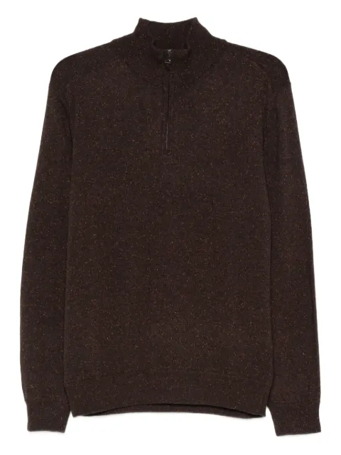 Canali half-zip speckled wool sweater Brown C0015MK02357