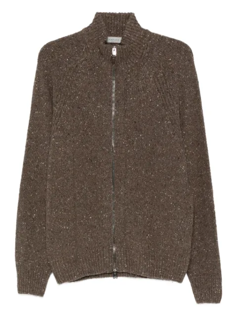 Canali zip-front speckled cardigan Brown C1114MK02364